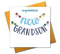 Claire Giles POM085 "Congratulations, New Grandson" Greeting Card Embellished with Pompoms