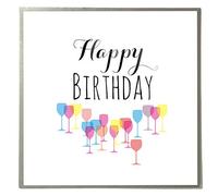 Claire Giles Quill Wine Glasses Birthday Greeting Card