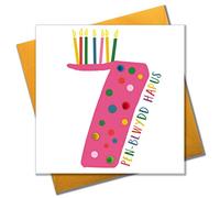 Claire Giles WPOM107P "Age 7 - Pink, Greeting Card Embellished with Pompoms"