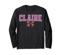 Claire Leopard Bow Trendy Name Design for Women and Girls Long Sleeve T-Shirt