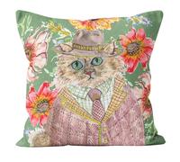 Claire Louise Cottage Floral Cat 45cm x 45cm Double Sided Cushion | Size: 45 cm x 45 cm Claire Louise Multicolor 45 cm x 45 cm
