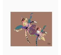 Claire Louise Flora Pop Mocha Mousse Iris Glass Kitchen Splashback | Size: 900mm x 750mm Claire Louise Multicolor 900mm x 750mm