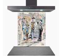 Claire Louise Jazz In New Orleans Glass Kitchen Splashback | Size: 600mm x 600mm Claire Louise Multicolor 600mm x 600mm