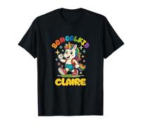 Claire schoolkid Rainbow Unicorn Design Personalized T-Shirt