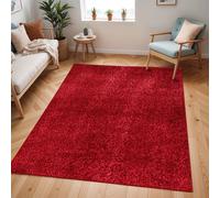 CLAIRE Shaggy Solid Color Plush Pile Area Rug Livabliss Red 120cm x 170cm
