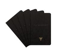 Clairefontaine 102506C - A pack of 5 Flying Spirit thread-stitched notebooks 96 ivory pages 11x17 cm 90g lined, black glossy card cover, pattern ass
