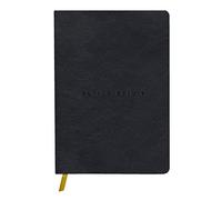 Clairefontaine 102946C - A Flying Spirit thread-stitched paperback notebook 180 ivory pages 14.8 x 21 cm 90 g lined, smooth lambskin leather cover, Black