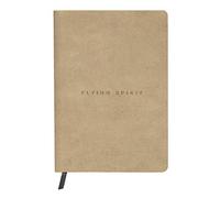 Clairefontaine 103943C - A Flying Spirit thread-stitched paperback notebook 180 ivory pages 14.8x21 cm 90 g DOT (small dots), aged lambskin leather cover, Beige