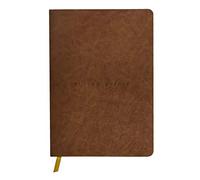 Clairefontaine 106943C - A Flying Spirit thread-stitched paperback notebook 180 ivory pages 14.8x21 cm 90 g DOT (small dots), glazed lambskin leather cover, Cognac