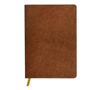 Clairefontaine 106946C - A Flying Spirit thread sewn paperback notebook 180 ivory pages 14.8x21 cm 90 g lined, glazed lambskin leather cover, Cognac