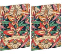 Clairefontaine - 116212C - A Frida Kahlo Floral Decor Stitched Notebook - A5 14.8x21 cm 64 pages Lined Ivory Paper 90g - Frida Kahlo Collection - Mixed (Pack of 2)