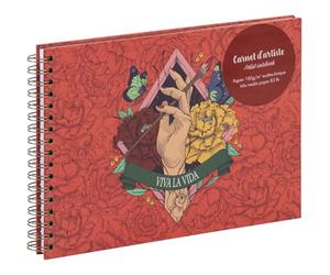 Clairefontaine - 116218C - Spiral Bound Artist's Notebook Frida Kahlo A5 Landscape 21x14.8cm 30 Sheets White Drawing Paper 180g - Frida Kahlo Collection