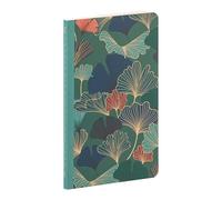 Clairefontaine - 116241C - A Small Notebook Sewn Thread Floral Decor/Ginkgo Leaves - 9x14 cm 96 Lined Pages Ivory Paper 90g - Gaïa Collection Blue - Mixed