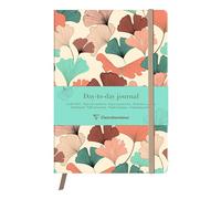 Clairefontaine 116255C - Gaïa beige, DaytoDay Journal A5 14,8x21 cm, 192 pages, Dot, Gusseted Pocket on the Back, Bookmark, Elastic Closure, Assorted.