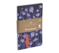 Clairefontaine - 116296C - A Set of 2 Notebooks - Indigo Leather and Celeste Decor Printed A5 14,8x21cm, 64 Lined Pages White Paper 90g - Adolie Collection