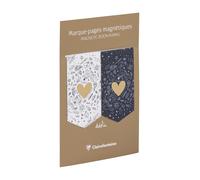 Clairefontaine - 116300C - A Set of 2 Magnetic Bookmarks Celestial Decors - 7.5x4cm - Adolie Collection - 2 AST: Hearts in a Sky/Hands, Random delivery