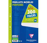 Clairefontaine 11752C A pack of perforated loose-leaf film sheets - A4 21x29.7 cm - 300 Small Squares Pages - White Paper 90 g
