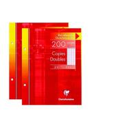 Clairefontaine 14411AMZC Set of 2 Perforated Double Copy Cases - 17x22 cm - 200 Seyes Ruled Pages - 90 g White Paper - Reusable Case