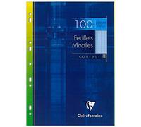 Clairefontaine 1741C Blue Perforated Loose-Leaf Sheets - A4 21x29.7 cm - 100 Seyes Ruled Pages - White Paper 90 g - Reusable Wallet
