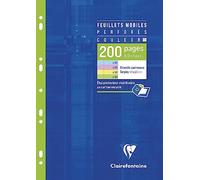 Clairefontaine 17511C 4-Colour Perforated Single Sheets - A4 21x29.7cm - 200 Seyes Ruled Pages - 90 g White Paper - Ast Colours (50 Yellow, Blue, Pink, Green)