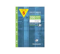 Clairefontaine 17522C Set of 5 Perforated Loose-Leaf Cases - A4 21x29.7 cm - 200 Small Square Pages with Margin - 90 g White Paper - Reusable Case