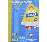 Clairefontaine 17551C Perforated Loose-Leaf Sheets - A4 21x29.7 cm - 300 Seyes Ruled Pages - White Paper 90 g - Reusable Wallet