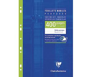 Clairefontaine 1792C - One Pack of Perforated Single Sheets - Dimensions: A4 21x29.7 cm - 400 Small Squares Pages - White Paper 90 g - Reusable Wallet