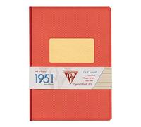 Clairefontaine 195446C Collection 1951 Back to Basics A Notebook Canvas Red Coral - A5 14,8x21 cm - 192 Lined Pages - White Paper 90 g - Grain Map Cover