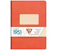 Clairefontaine 195446C Collection 1951 Back to Basics A Notebook Canvas Red Coral - A5 14,8x21 cm - 192 Lined Pages - White Paper 90 g - Grain Map Cover