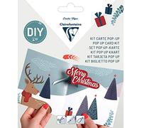 Clairefontaine 20020C Kit Containing 1 Folded Card 13.5x13.5cm 1 Gummed Envelope 14x14cm Cut-out Elements Instructions Christmas Reindeer Theme 3D Pop-Up Card