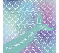 Clairefontaine 20031C - 8 Pre-printed Single Cards, 11.6x11.6cm and 8 Envelopes 12x12cm - Mermaid Theme