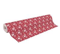 Clairefontaine - Ref 201889C - Christmas Alliance Long Roll Wrapping Paper (Single Roll) - 70cm Width x 50m Length, 60gsm Paper - Red Christmas Design