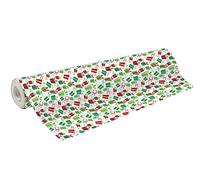 Clairefontaine 211943C - A reel of gift wrap - Wedding ring 60g - Dimensions: 50x0.70m - Pattern: Red, Green Gifts, White Background - Gift Wrapping, Special Long Length, Gift Wrap