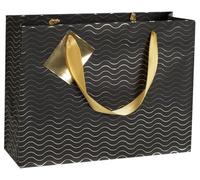 Clairefontaine 212860Cpack - A Pack of 5 Premium Gift Bags - Shopping size - 32x13x24,5cm - 170g - Black and gold stripes - Ideal for Games, Puzzles, Clothes