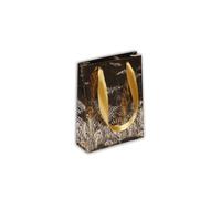 Clairefontaine 212873Cpack - Un lot de 5 Sacs Cadeaux Premium - Format Moyen - 17x6x22 cm - 170g - Motif : Plume De Paon Or Sur Fond Noir - Idéal pour : Livre de Poche, Boite De Jeu, Parfum