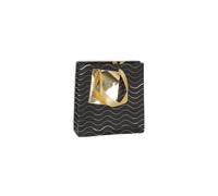 Clairefontaine 212898Cpack - Un lot de 5 Petits Sacs Cadeaux Premium - Format Pocket - 12x4,5x13,5cm - 170g - Motif : Vagues or fond noir - Idéal Pour : Parfum, Livre Poche, Jeu Société