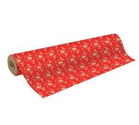 Clairefontaine - Ref 223814C - Recycled Kraft Printed Paper Roll (Single Roll) - 70cm Width x 50m Length, 70gsm 100% Recycled Kraft Paper - Red Fair Isle Christmas Design
