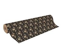 Clairefontaine - Ref 223847C - Recycled Kraft Printed Paper Roll (Single Roll) - 70cm Width x 50m Length, 70gsm 100% Recycled Kraft Paper - Black Christmas Design