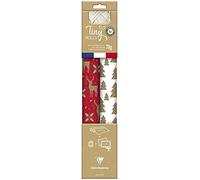 Clairefontaine - Ref 223887C - Tiny Rolls Gift Wrap Set - 2 x Gift Wrap (80gsm, 35cm x 5m), 10 x Gift Tags (Rectangular & Round), 20m Ribbon - Red & White Patterns