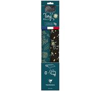 Clairefontaine - Ref 223889C - Tiny Rolls Kraft Gift Wrap Set - 2 x Gift Wrap (80gsm, 35cm x 5m), 10 x Gift Tags (Rectangular & Round), 20m Ribbon - Black & Blue
