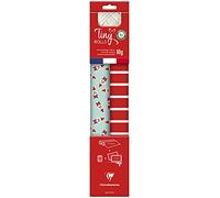 Clairefontaine - Ref 223890C - Tiny Rolls Gift Wrap Set - 2 x Gift Wrap (80gsm, 35cm x 5m), 10 x Gift Tags (Rectangular & Round), 20m Ribbon - Red & Blue Patterns