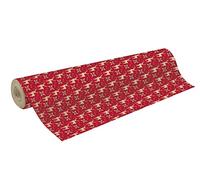Clairefontaine 223901C - A Reel of Recycled Raw Kraft Paper - Dimensions: 50mx70 cm - 70g - Pattern: Red Reindeer, Christmas - Recycled Paper, Ideal for Gift Wrapping, DIY, Creative Hobbies
