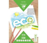 Clairefontaine 26509C Pad of 50 sheets of White Paper Format A4 (21x29,7cm) 120g Paper for Drawing Creative Leisure Children and Adults 100% Recycled Product