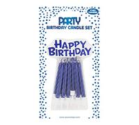 Clairefontaine 26571-BC - A Lot Of 12 Birthday Candles + 12 Candle Holders + A "Happy Birthday" Holder - Colour: Blue - Birthday, Anniversary, Happy Birthday Candles