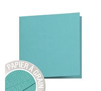 Clairefontaine 28219C Pack of 25 Double Cards Square (16x16cm) 210gsm Water Green Colour, Invitation Events, Correspondence Pollen Grain Range Premium Paper