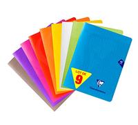 Clairefontaine 293751AMZC Set of 9 Mimesys Stapled Notebooks - 17x22cm - 48 Large Square Pages - White Paper 90g - Polypro Cover (Blue, Red, Green, Yellow, Purple, Grey, Orange, Pink, Colourless)