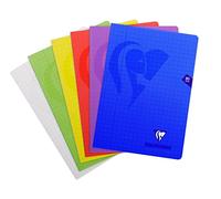 Clairefontaine 303210C A Mimesys Stapled Notebook - A4 21x29.7 cm - 80 Quadruled Pages 10x10 mm with Margin - White Paper 90 g - Random Colour Polypro Cover