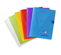 Clairefontaine 303751C Set of 10 Mimesys Stapled Notebooks - 17x22 cm - 48 Seyes Ruled Pages - White Paper 90 g - Transparent Polypro Cover - Random Colours