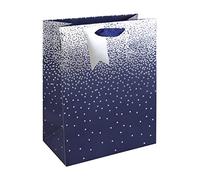 Clairefontaine 30861-3C - Excellia Gift Bag - Medium Size - 21,5x10,2x25,3cm - 210g - Pattern: Stars on a Navy Blue Background - Gift Wrapping, Ideal for Gifts