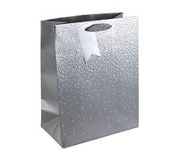 Clairefontaine 30864-3C - An Excellia Gift Bag - Medium Size - 21.5x10.2x25.3cm - 210g - Pattern: Stars On A Silver Background - Gift packaging, Ideal for: Books, Games, Small gifts
